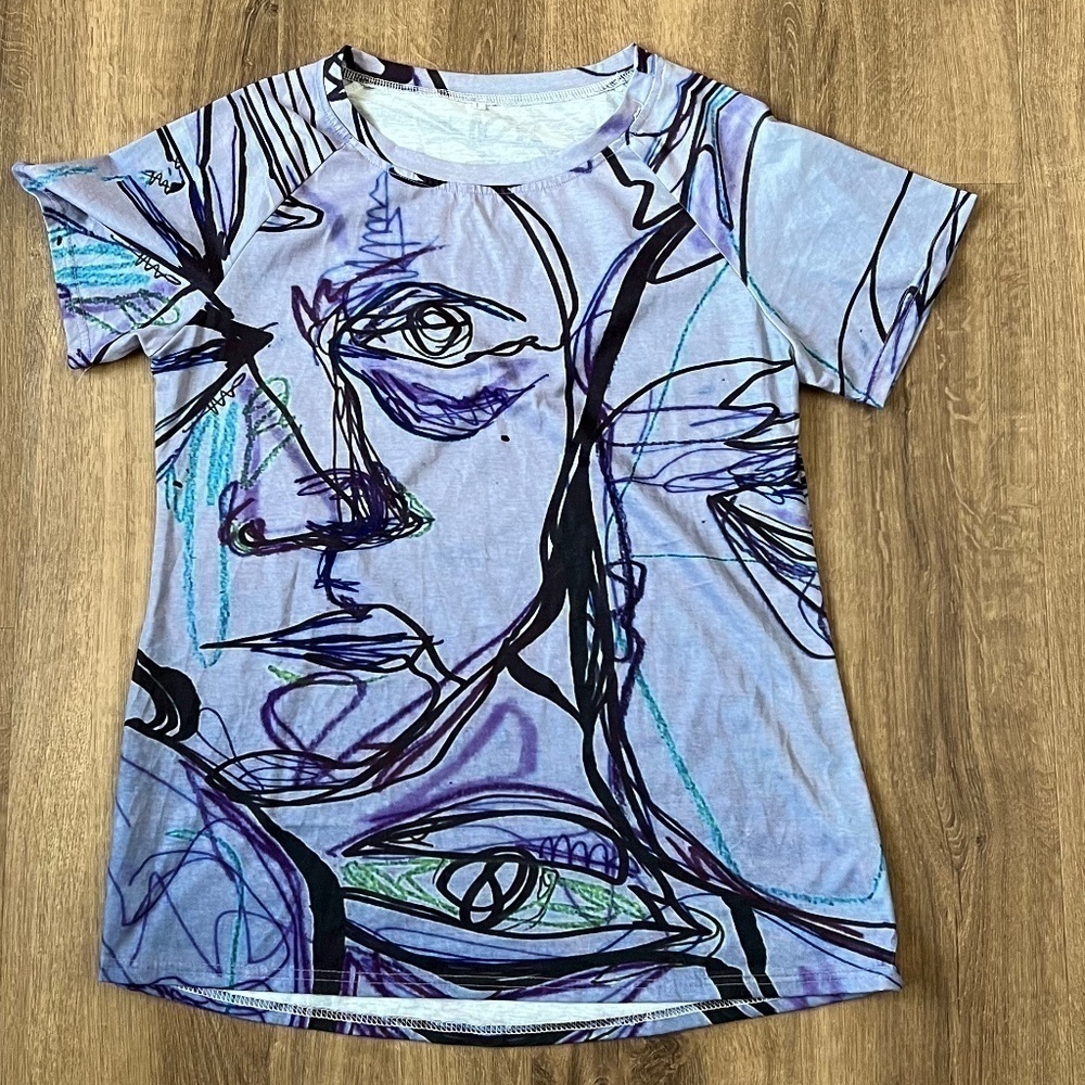 3 Top Bundle Purple and B&W Size L - Picture 2 of 16